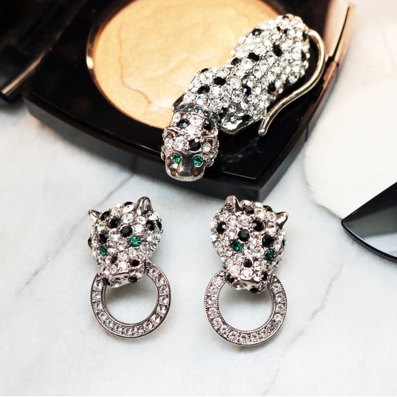 Rare Kenneth Jay Lane Leopard Doorknocker Earrings - Picture 4 of 8